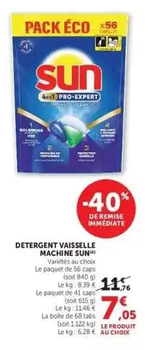 Hyper U DETERGENT VAISSELLE MACHINE SUN offre