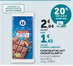 Hyper U CHOCOLAT AU LAIT CROUSTILLANT U offre