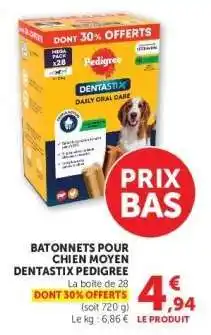 Hyper U BATONNETS POUR CHIEN MOYEN DENTASTIX PEDIGREE offre