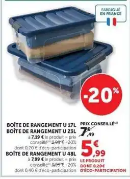Hyper U Boîte de rangement U 17L, 23L, 48L offre