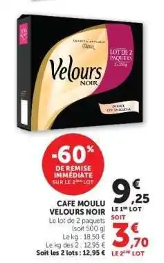 Hyper U Café Moulu Velours Noir offre
