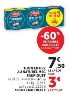 Hyper U Thon Entier Au Naturel Msc Saupiquet offre