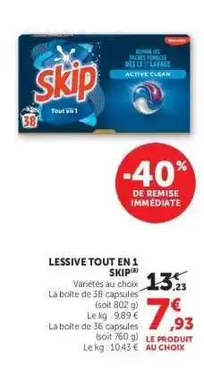 Hyper U LESSIVE TOUT EN 1 SKIP offre