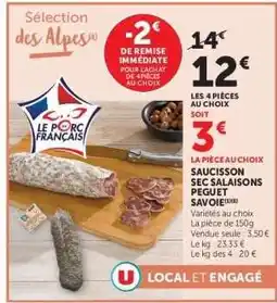 Hyper U Saucisson Sec 'Salaisons Peguet Savoie' offre