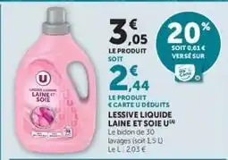 Super U LESSIVE LIQUIDE LAINE ET SOIE U offre