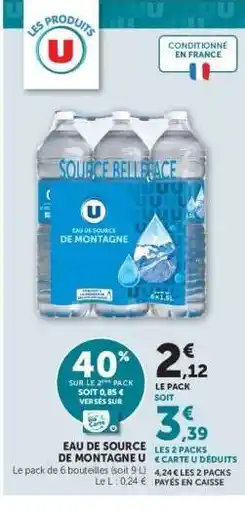 Super U Eau de Source de Montagne U offre
