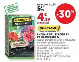 Super U ENGRAIS FLEURS ROSIERS ET MASSIFS 800 G offre