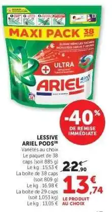 Hyper U Lessive Ariel Pods offre
