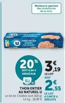 Hyper U THON ENTIER AU NATUREL U offre
