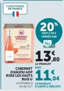 Hyper U CABERNET D'ANJOU AOP ROSE LES HAUTS BUIS U offre