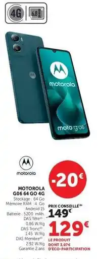Hyper U MOTOROLA G06 64 GO 4G offre