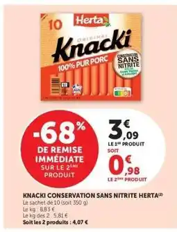 Hyper U KNACKI CONSERVATION SANS NITRITE HERTA offre