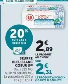 Hyper U Beurre Bleu Blanc Coeur U offre