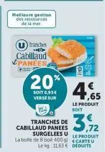 Hyper U TRANCHES DE CABILLAUD PANEES SURGELEES U offre
