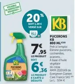 Super U PUCERONS KB 800 ML offre