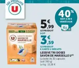 Hyper U LESSIVE TRI DOSES SAVON DE MARSEILLE U offre
