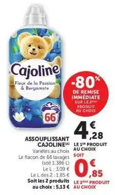 Super U Assouplissant Cajoline offre