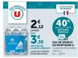 Hyper U Eau de Source de Montagne U offre