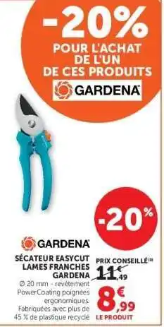 Hyper U SÉCATEUR EASYCUT LAMES FRANCHES GARDENA offre