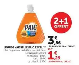 Super U LIQUIDE VAISSELLE PAIC EXCEL offre
