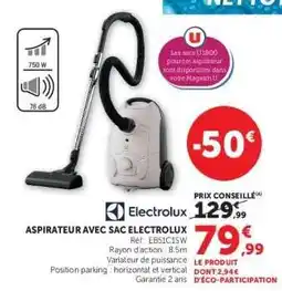 Hyper U Aspirateur avec sac Electrolux offre