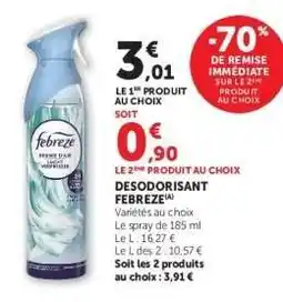 Super U DÉSODORISANT FEBREZE offre