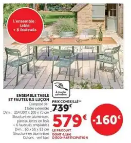 Hyper U ENSEMBLE TABLE ET FAUTEUILS LUÇON offre