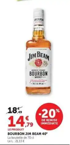 Super U Bourbon Jim Beam 40° offre