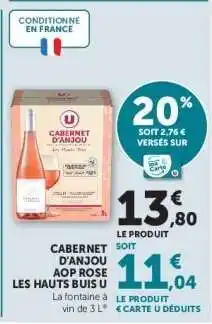 Super U CABERNET D'ANJOU AOP ROSE LES HAUTS BUIS U offre