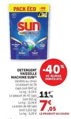 Super U DETERGENT VAISSELLE MACHINE SUN offre