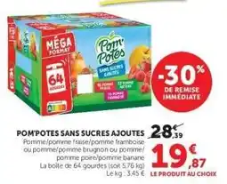 Super U Pom'Potes sans sucres ajoutés offre