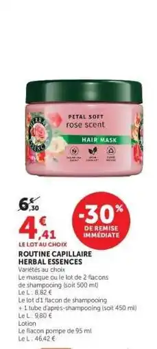 Super U ROUTINE CAPILLAIRE HERBAL ESSENCES offre