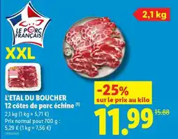 Lidl L'ETAL DU BOUCHER 12 côtes de porc échine offre