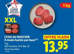 Lidl L'ETAL DU BOUCHER 8 steaks hachés pur bœuf offre