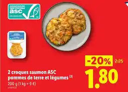 Lidl 2 croques saumon ASC pommes de terre et légumes offre