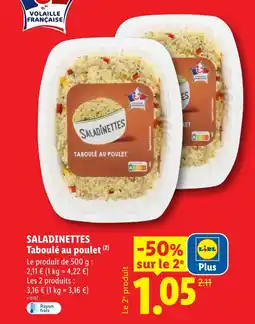 Lidl SALADINETTES Taboulé au poulet offre