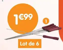 b&m Set de 6 piques à brochettes en métal offre