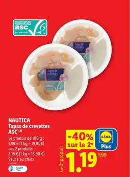 Lidl NAUTICA Tapas de crevettes ASC offre