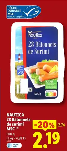 Lidl NAUTICA 28 Bâtonnets de surimi MSC offre