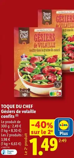 Lidl TOQUE DU CHEF Gésiers de volaille confits offre