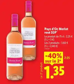 Lidl Pays d'Oc Merlot rosé IGP offre
