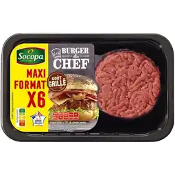 Carrefour 6 burgers du chef grillés 15% m.g. socopa offre