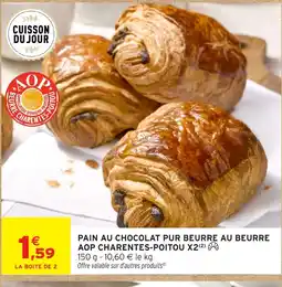 Intermarché Hyper Pain au chocolat pur beurre au beurre aop charentes-poitou x2 offre