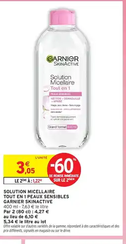 Intermarché Hyper Garnier Skinactive Solution micellaire tout en 1 peaux sensibles offre