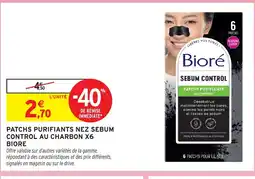 Intermarché Hyper Biore Patchs purifiants nez sebum control au charbon x6 offre