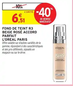 Intermarché Hyper L'Oreal Paris Fond de teint r3 beige rosé accord parfait offre