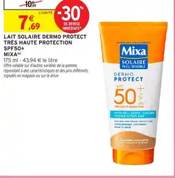 Intermarché Hyper Mixa Lait solaire dermo protect très haute protection spf50+ offre