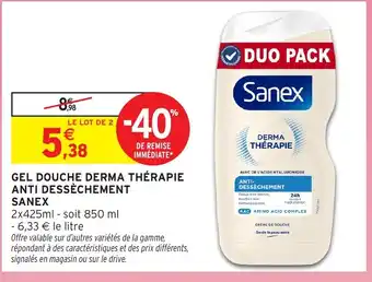 Intermarché Hyper Sanex Gel douche derma thérapie anti dessèchement offre