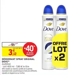Intermarché Hyper Dove Déodorant spray original offre