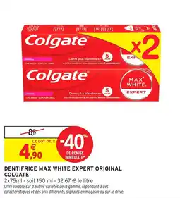 Intermarché Hyper Colgate Dentifrice max white expert original offre